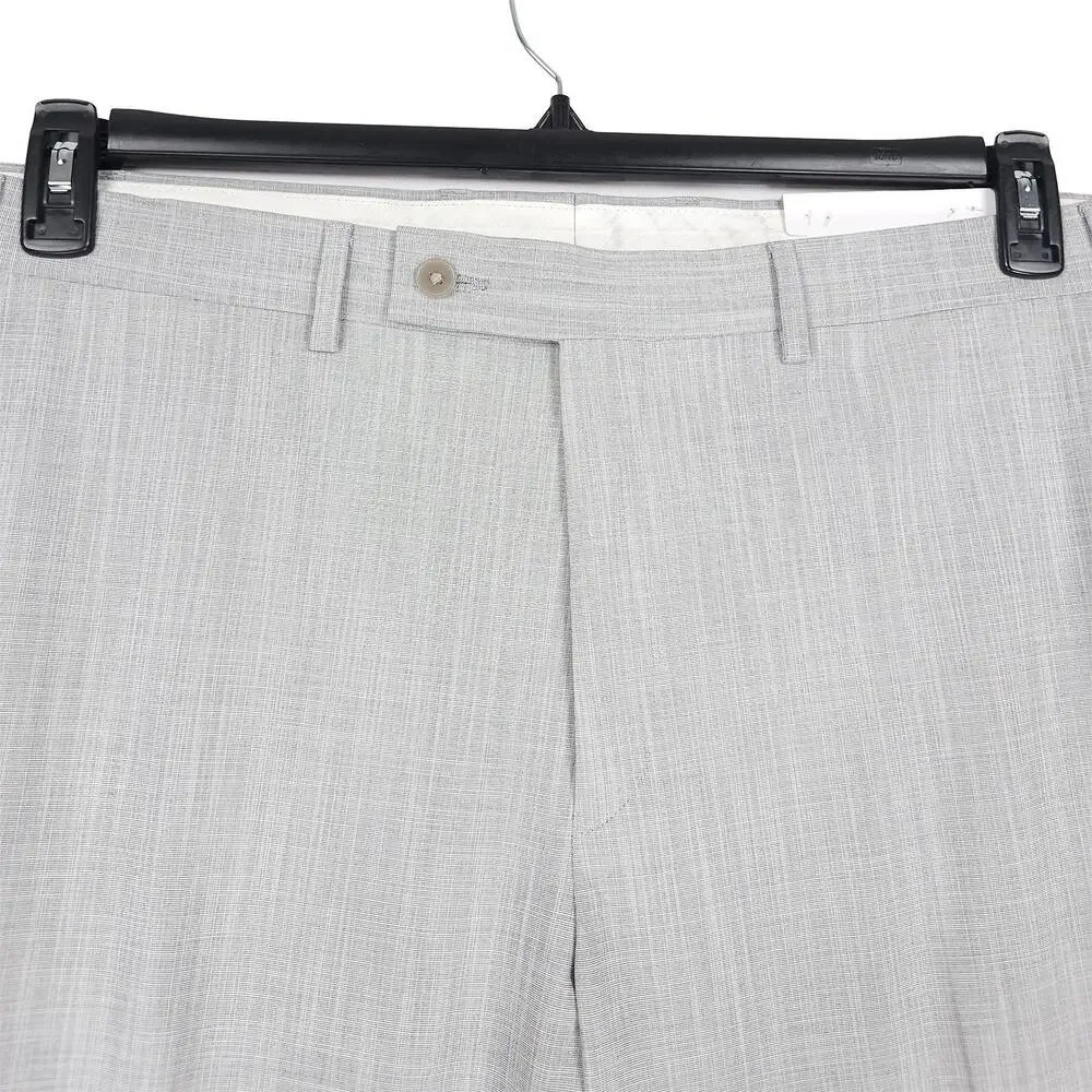 Calvin Klein Mens Slim Fit Dress Pants 40x30 Light Grey Solid Sharkskin Stretch